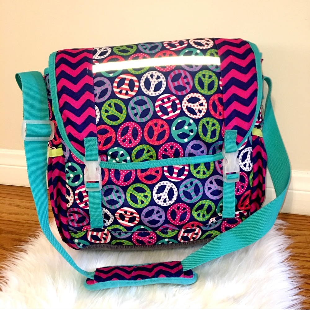Garnet Hill Kids Peace Sign Messenger School Bag